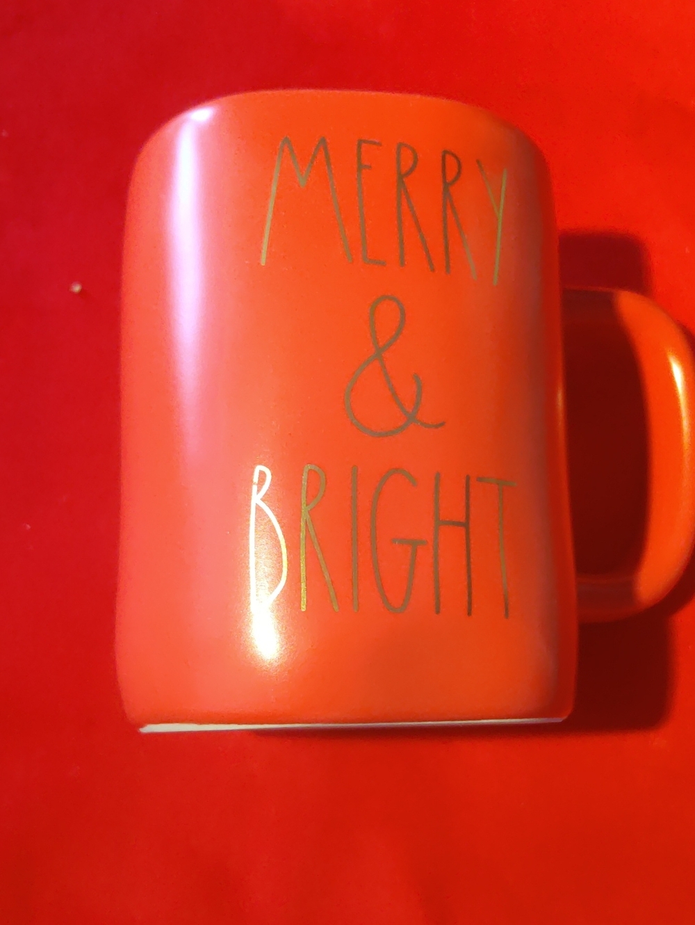 Rae Dunn Merry & Bright Red with Gold LL RED Ceramic Mug...NEW FLAWLESS